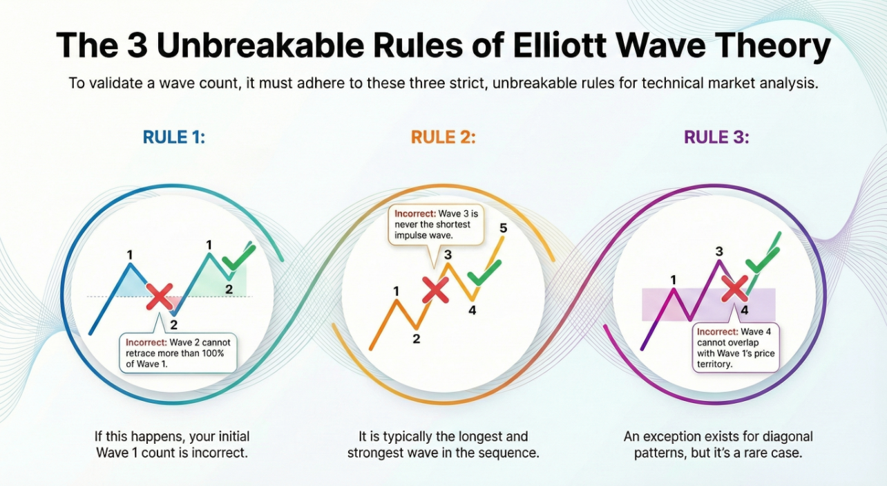 The 3 Unbreakable Rules of Elliott Wave Theory - Visual Guide